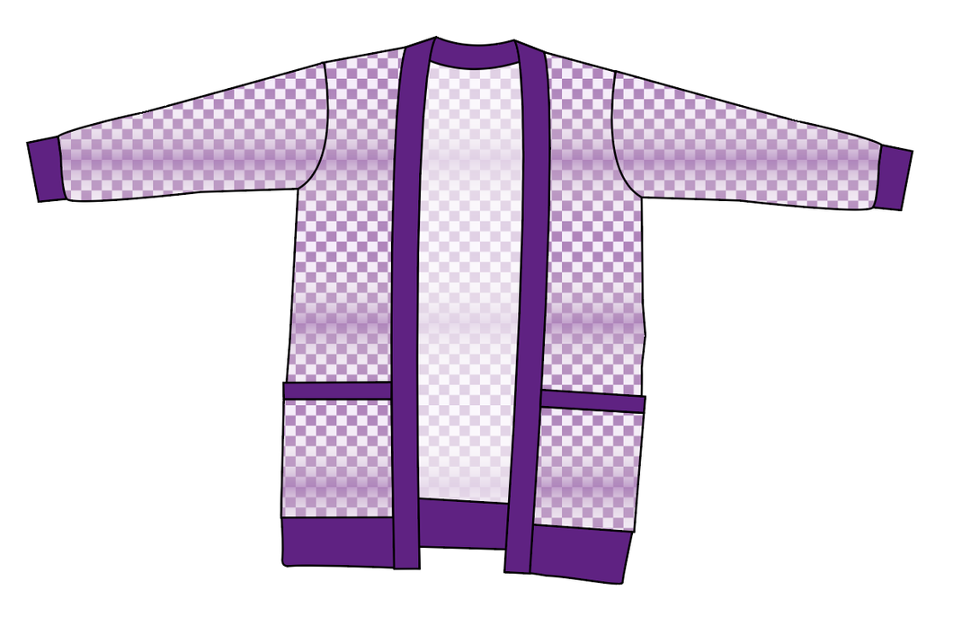 Purple Check Ladies' Grandpa Cardigan