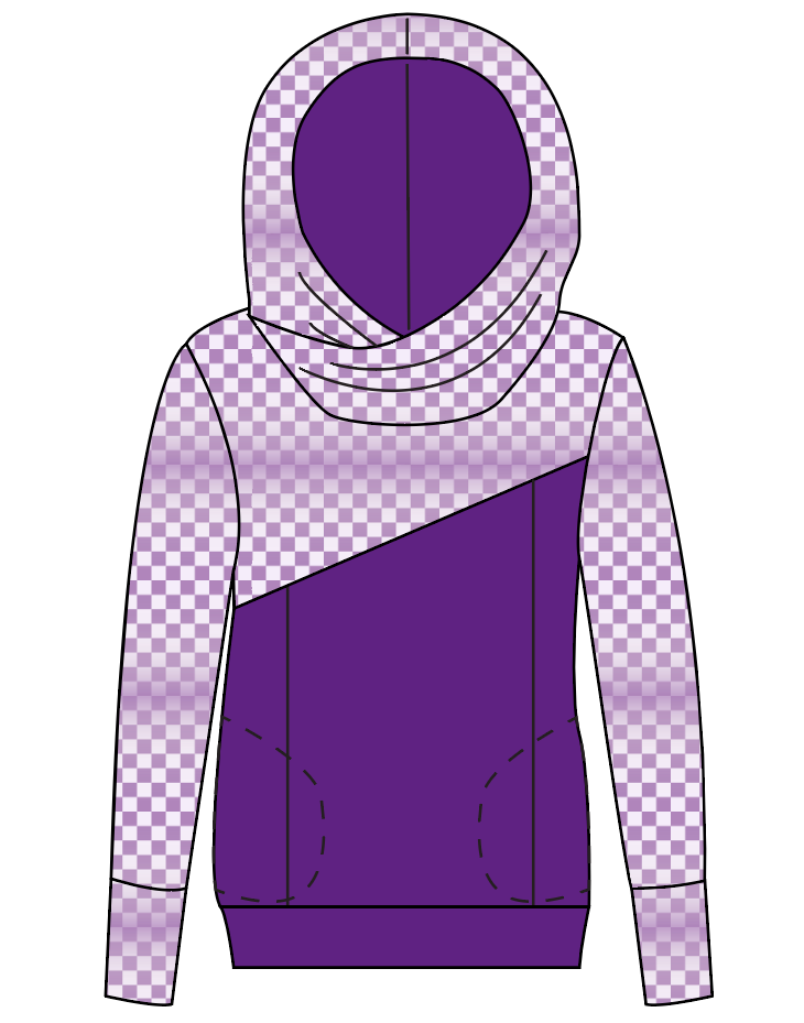 Purple Check Ladies Hoodie