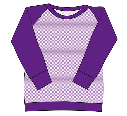 Purple Check Ladies' Classic Crewneck