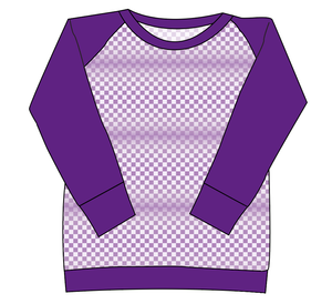 Purple Check Ladies' Classic Crewneck