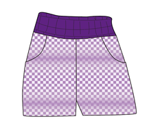 Load image into Gallery viewer, Purple Check Ladies&#39; Joggers and Jogger Shorts