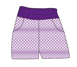Purple Check Ladies' Joggers and Jogger Shorts