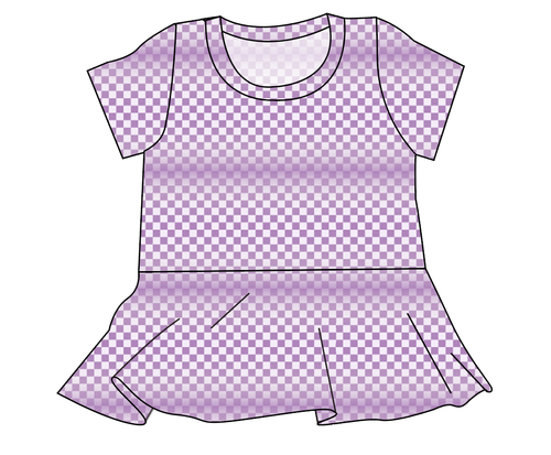Purple Check Ladies' Peplum Top