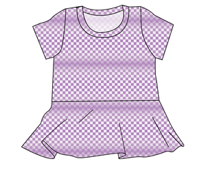 Purple Check Ladies' Peplum Top