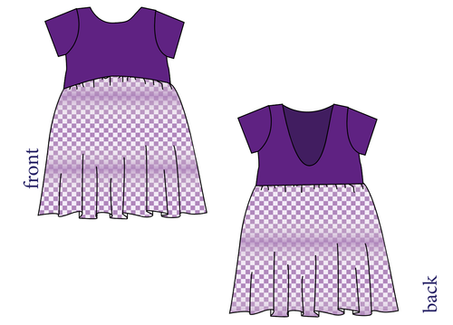 Purple Check Low Back Dress