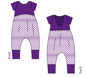 Purple Check Low Back Romper and Bubble Romper