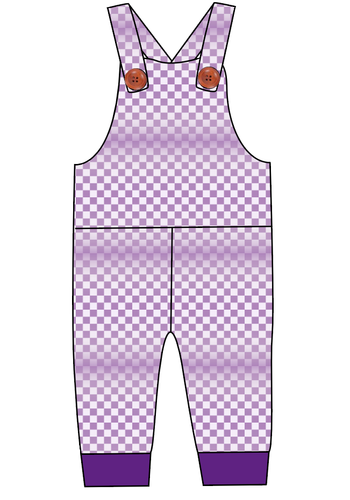 Purple Check Overalls and Shortalls