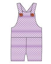 Load image into Gallery viewer, Purple Check Overalls and Shortalls