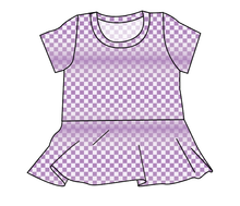 Load image into Gallery viewer, Purple Check Peplum Top