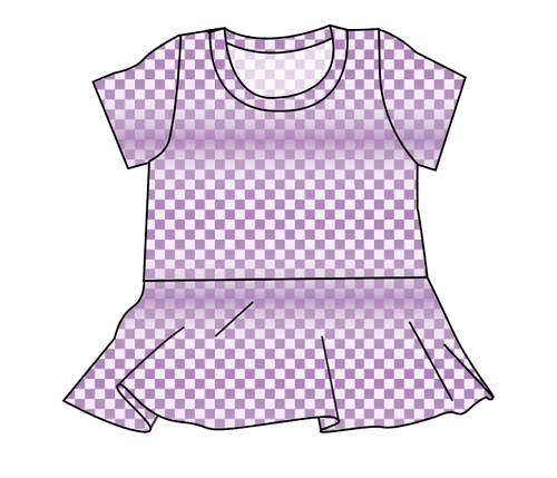 Purple Check Peplum Top