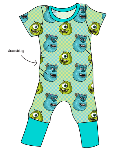 Monster Check Grow With Me Pants And Shorts Romper