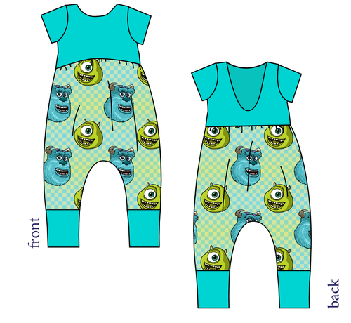 Monster Check Low Back Romper and Bubble Romper