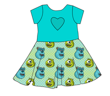Load image into Gallery viewer, Monster Check Molly Heart Back Twirly Dress