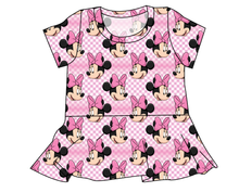 Load image into Gallery viewer, Minnie Check Ladies&#39; Peplum Top