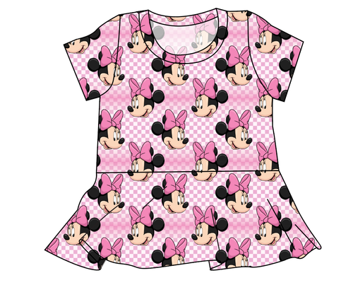 Minnie Check Ladies' Peplum Top