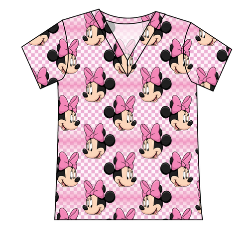 Minnie Check Ladies' Slouchy V-Neck Tee