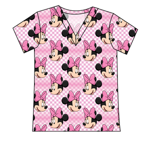 Minnie Check Ladies' Slouchy V-Neck Tee