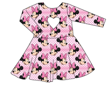 Load image into Gallery viewer, Minnie Check Molly Heart Back Twirly Dress