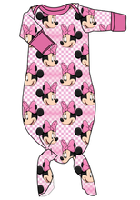 Load image into Gallery viewer, Minnie Check Newborn Knotted Gown