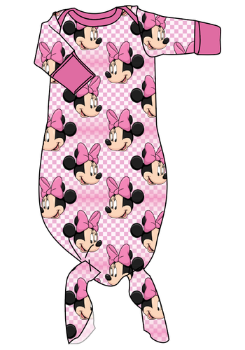 Minnie Check Newborn Knotted Gown