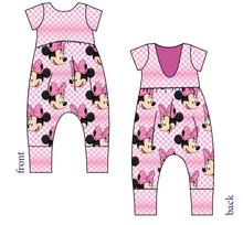 Load image into Gallery viewer, Minnie Check Low Back Romper and Bubble Romper