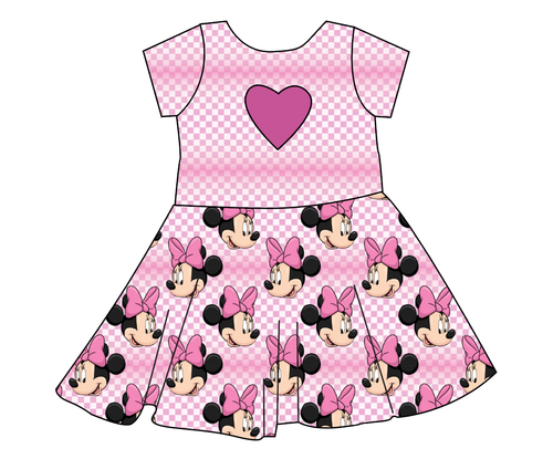 Minnie Check Molly Heart Back Twirly Dress