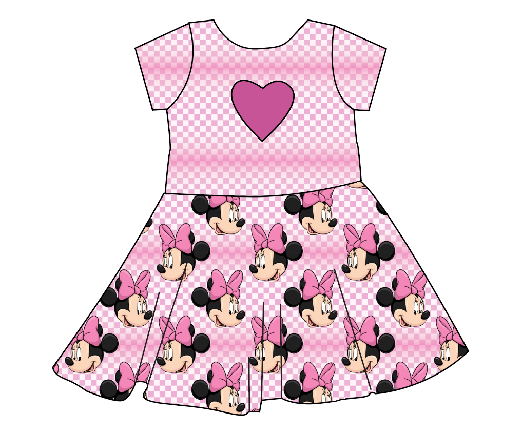 Minnie Check Molly Heart Back Twirly Dress