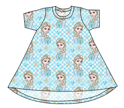 Ice Queen Check Basic T-Shirt Dress