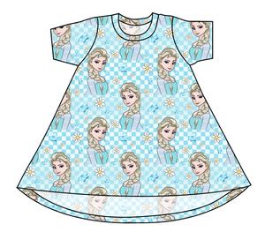 Ice Queen Check Basic T-Shirt Dress