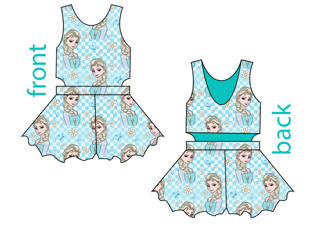 Ice Queen Check Kids Playsuit