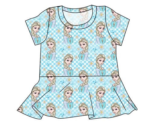 Ice Queen Check Ladies' Peplum Top