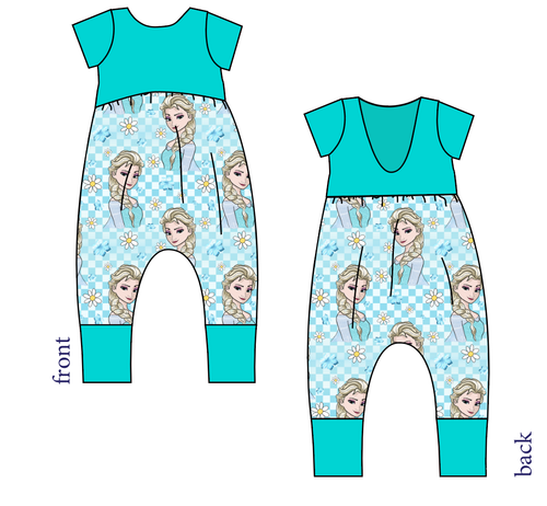 Ice Queen Check Low Back Romper and Bubble Romper