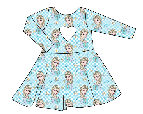Ice Queen Check Molly Heart Back Twirly Dress