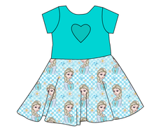 Load image into Gallery viewer, Ice Queen Check Molly Heart Back Twirly Dress