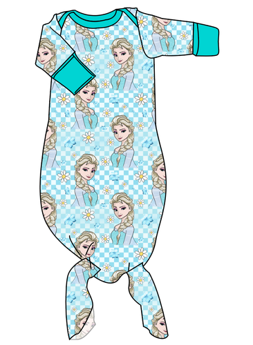 Ice Queen Check Newborn Knotted Gown