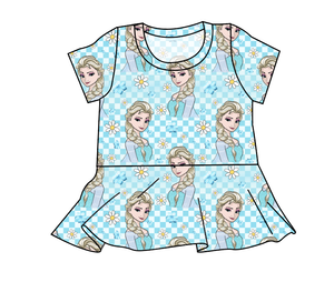 Ice Queen Check Peplum Top
