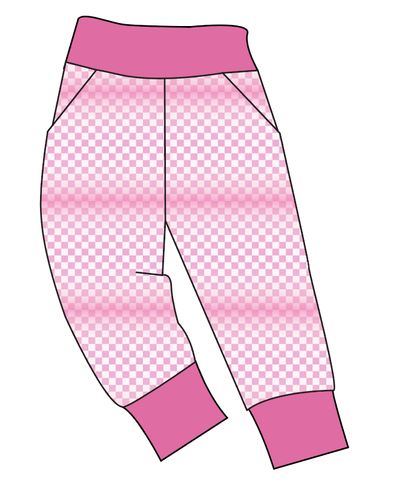 Pink Check Basic Joggers And Jogger Shorts