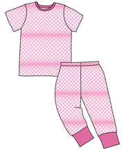 Load image into Gallery viewer, Pink Check Basic Loungewear Set