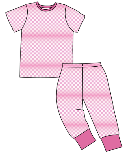 Pink Check Basic Loungewear Set