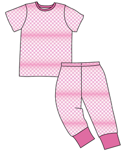 Pink Check Basic Loungewear Set