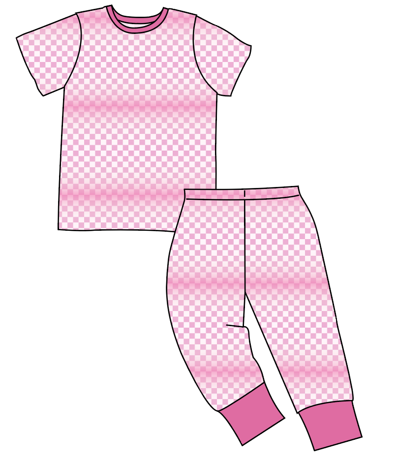 Pink Check Basic Loungewear Set