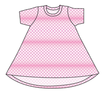 Load image into Gallery viewer, Pink Check Basic T-Shirt Dress