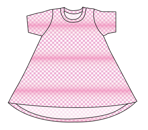 Pink Check Basic T-Shirt Dress