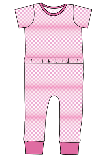 Pink Check Bennett Pants and Shorts Length T-Shirt Romper