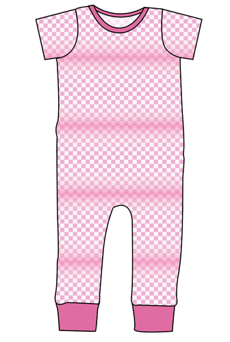 Pink Check Emmett Pants And Shorts T-Shirt Romper