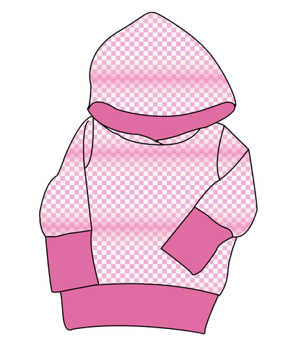 Pink Check Grow With Me Hoodie (or Crewneck)