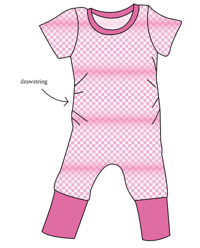 Pink Check Grow With Me Pants And Shorts Romper