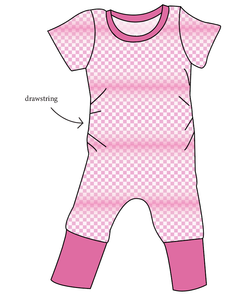 Pink Check Grow With Me Pants And Shorts Romper