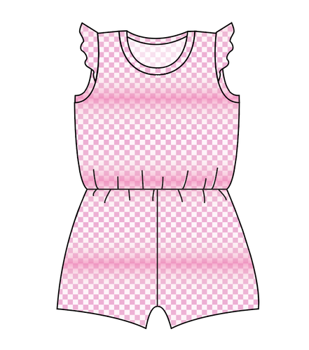 Pink Check Ivy Summer Romper