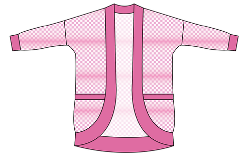 Pink Check Ladies' Cocoon Cardigan
